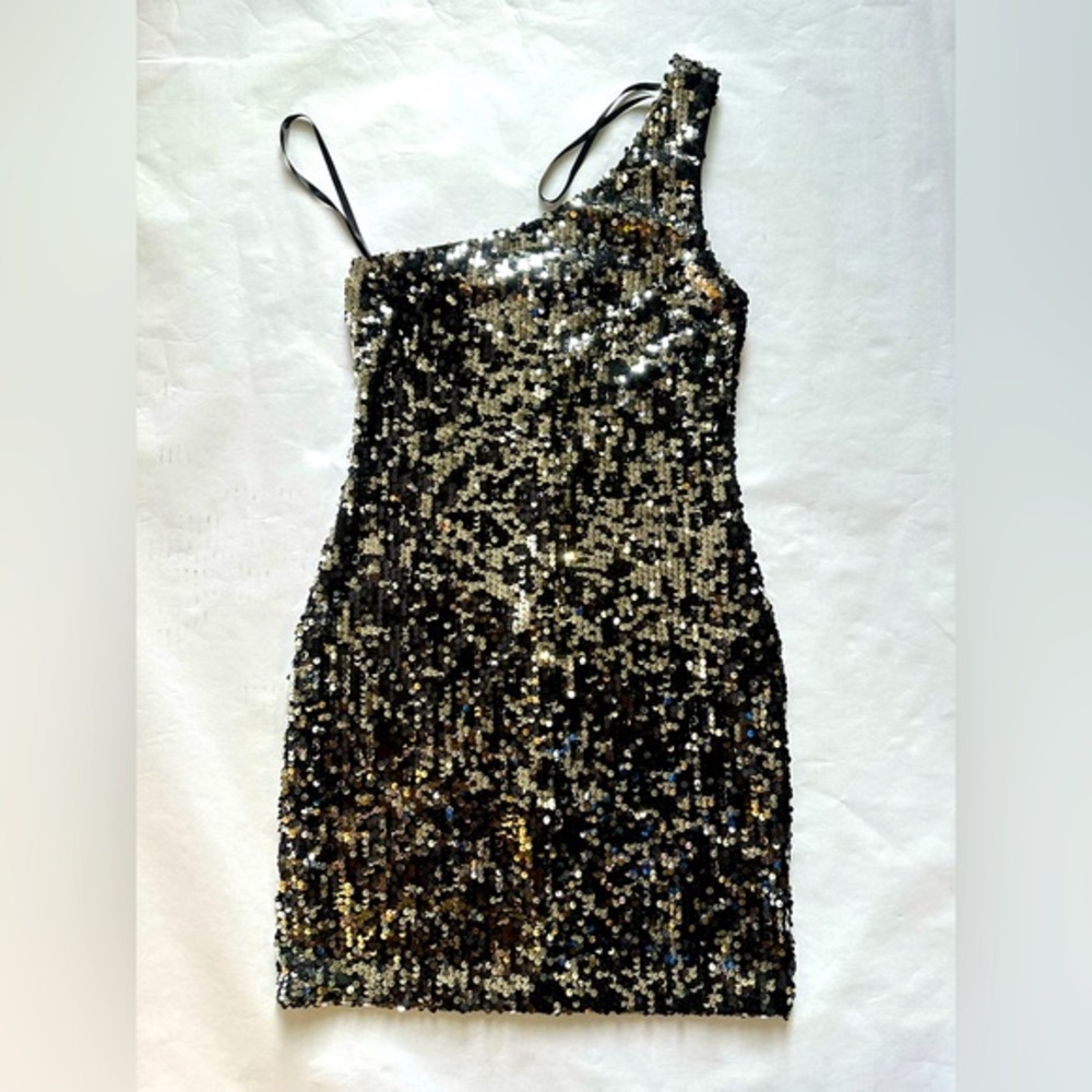 As U Wish Sequin One-Shoulder Dress